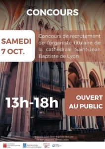 Lire la suite à propos de l’article 7 octobre – Concours de recrutement de l’organiste titulaire de la Cathédrale St-Jean