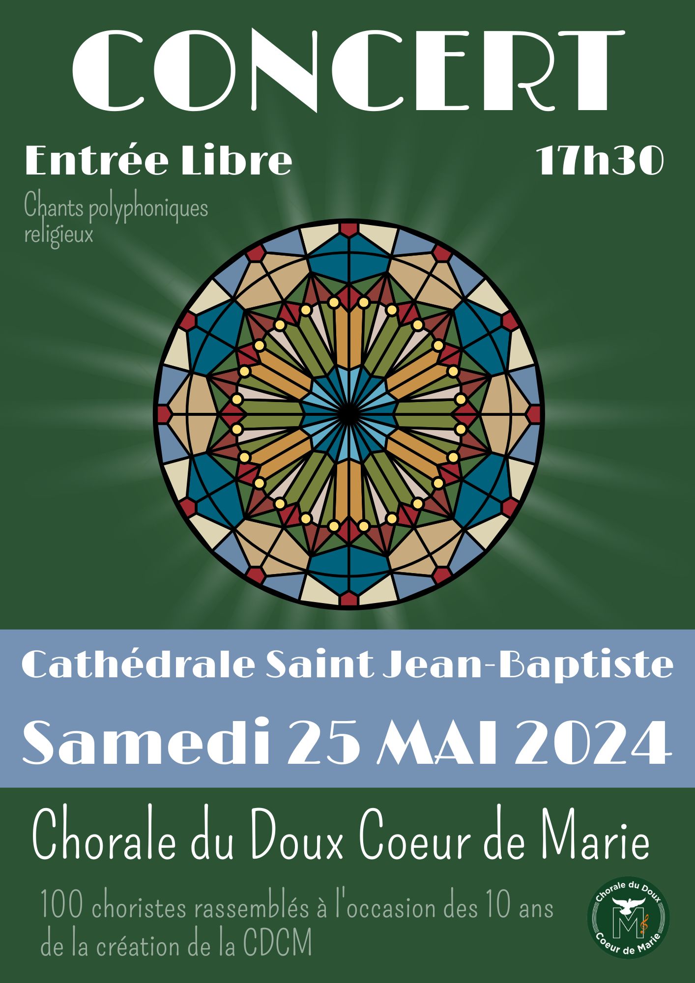 Concert : Chorale du Doux Coeur de Marie – Samedi 2 mai à 17h30 –  Cathédrale Saint-Jean Baptiste